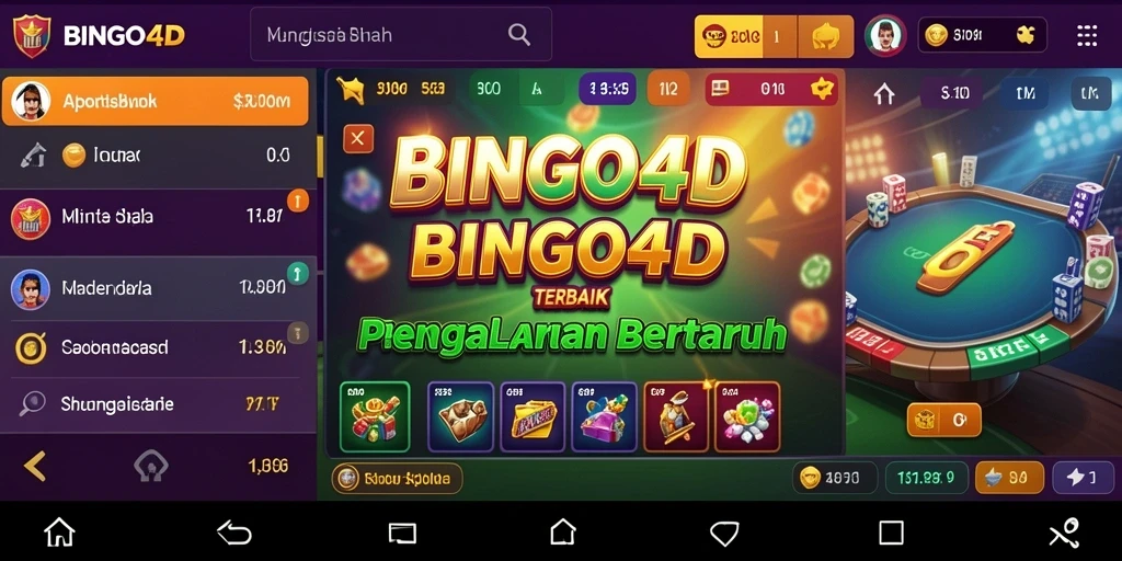 Tampilan gameplay mendebarkan dari BINGO4D di aplikasi Sportsbook.