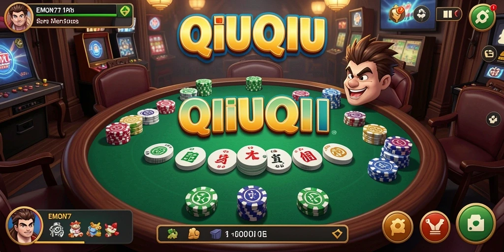 Tampilan menarik dari permainan QiuQiu dalam EMON77.