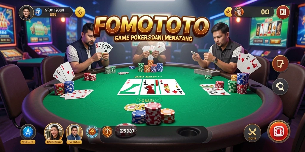 Screenshot FOMOTOTO menampilkan gameplay Poker yang mendebarkan.