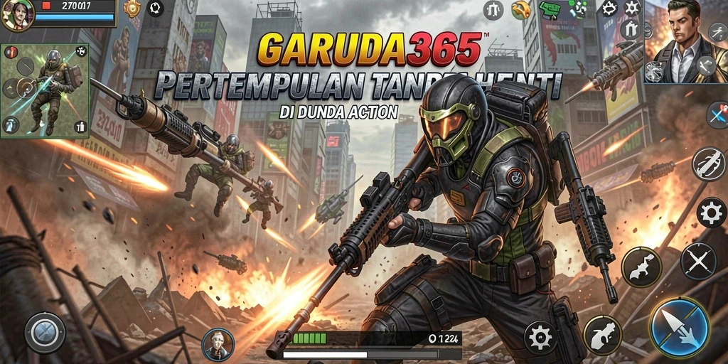 Tampilan mendebarkan dari gameplay aksi intens GARUDA365.
