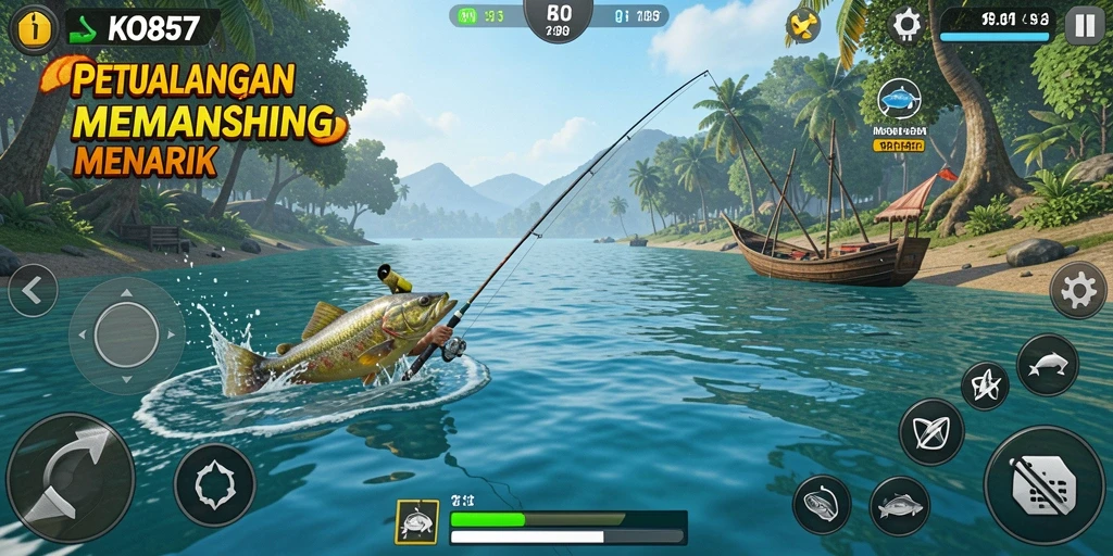 Tampilan gameplay memancing yang seru dan menantang di KO857.
