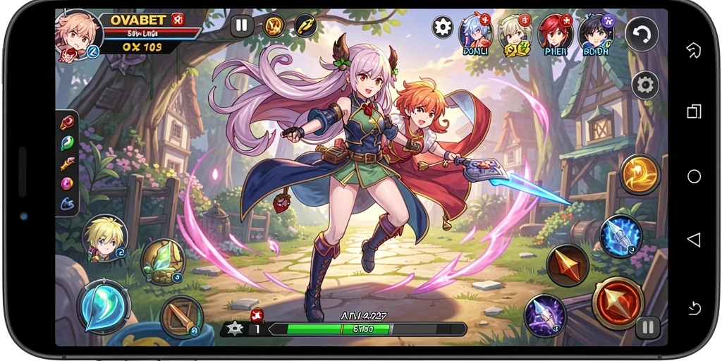 Tampilan gameplay OVABET yang seru dengan karakter anime yang mengagumkan.
